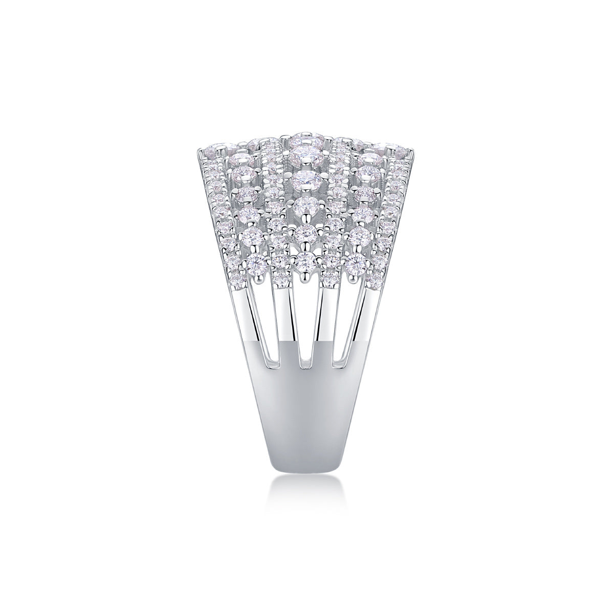 Radiant Cascade – Moissanite Silver Ring