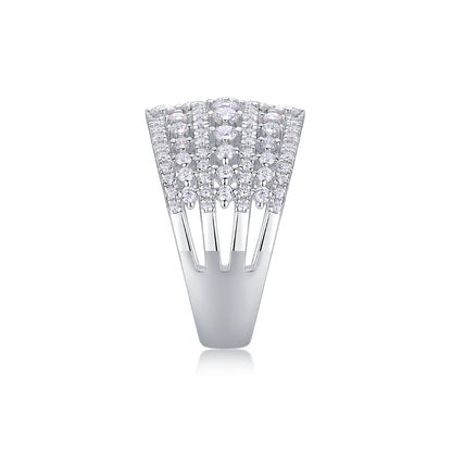 Radiant Cascade – Moissanite Silver Ring