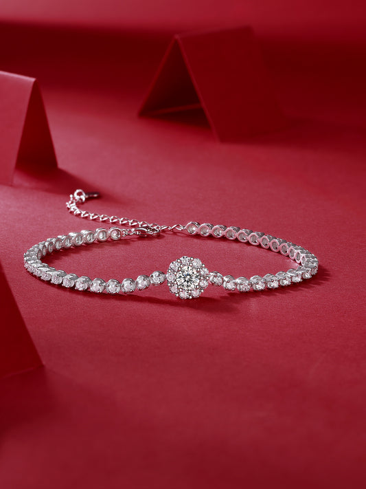 Magpie’s Passage – Silver Moissanite Bracelet