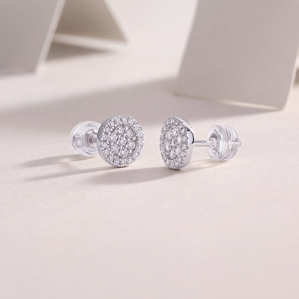Stellar Whispers – Silver Moissanite Stud Earrings