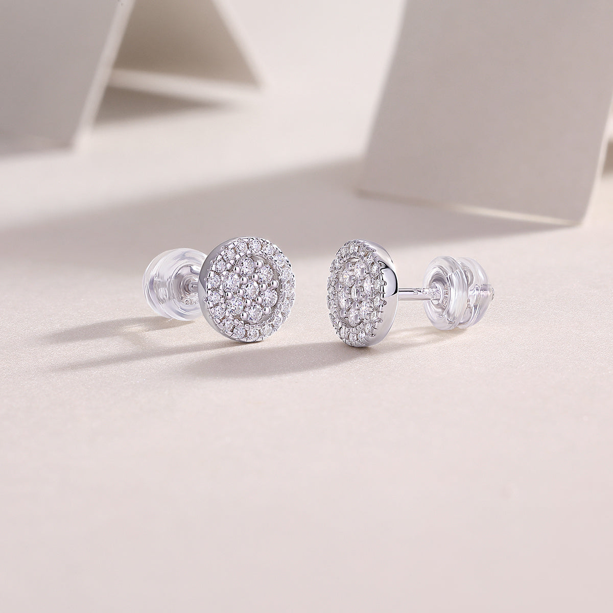 Stellar Whispers – Silver Moissanite Stud Earrings