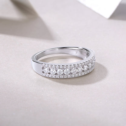 Radiant Waves – Multi-Row Moissanite Silver Ring