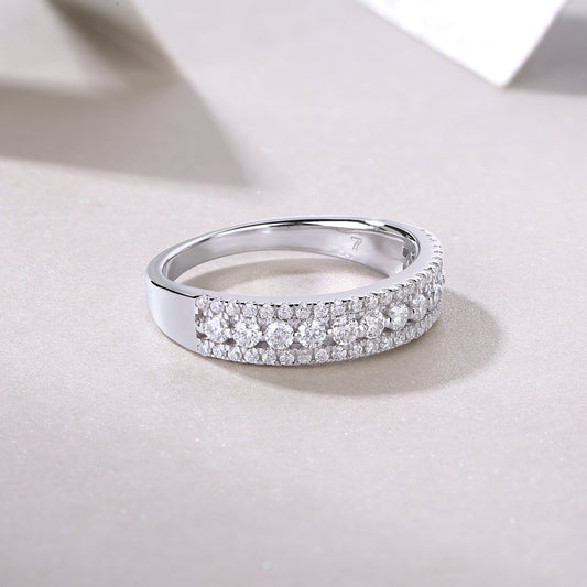 Radiant Waves – Multi-Row Moissanite Silver Ring