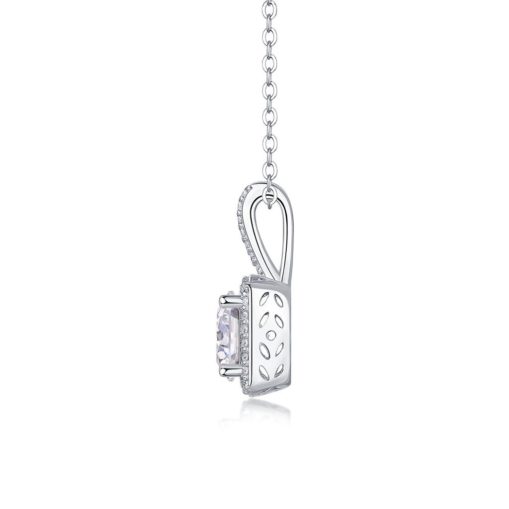 Celestial Cube – Moissanite Silver & Platinum Pendant