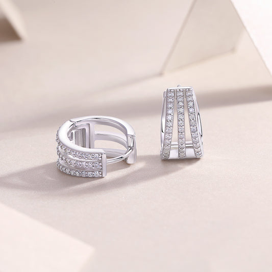 Eternal Parade – Moissanite Silver Stud Earrings